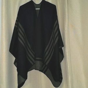 Black and gray reversible blanket scarf / poncho